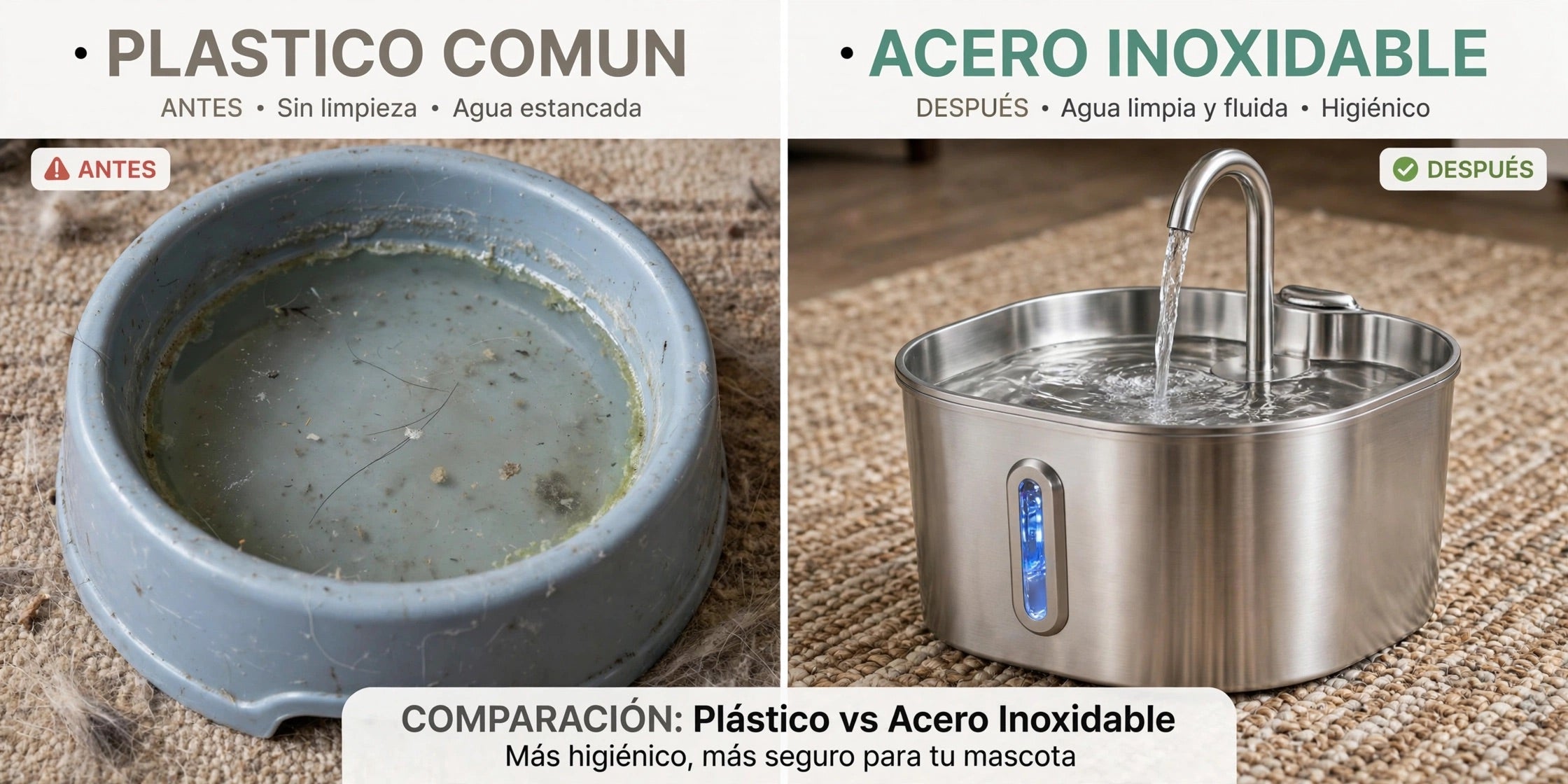 FuentePro - Bebedero Automatico e Inalambrico en Stainless Steel 2.2L para Perros y Gatos